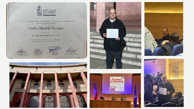 graduación de carlos marfull en  escuela sindical de la universidad de chile